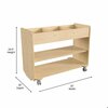 Flash Furniture Bright Beginnings Commercial Wooden Mobile Storage Cart with 3 Top Storage Cubbies, 2 Lower Shelves and Locking Caster Wheels, Natural MK-KE24145-GG